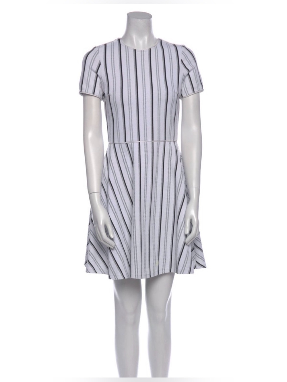 Opening Ceremony White and Black Stripe Short Sleeve Mini Dress